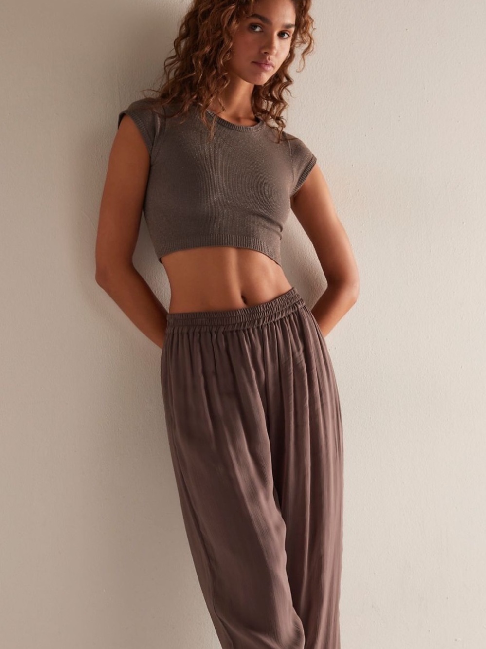 Free People Midnight Glow Lurex Crop Top